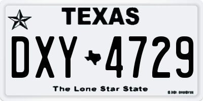 TX license plate DXY4729
