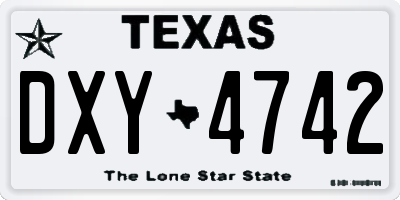 TX license plate DXY4742