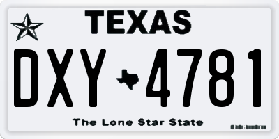 TX license plate DXY4781