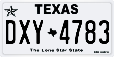TX license plate DXY4783