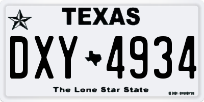 TX license plate DXY4934