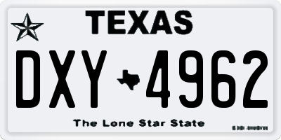 TX license plate DXY4962