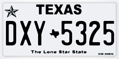 TX license plate DXY5325