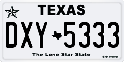 TX license plate DXY5333