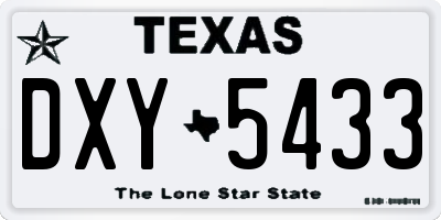 TX license plate DXY5433