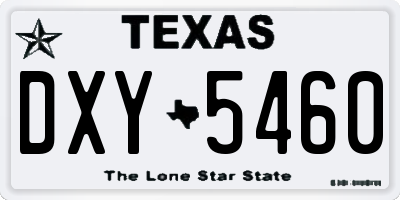 TX license plate DXY5460