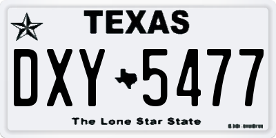 TX license plate DXY5477