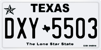 TX license plate DXY5503