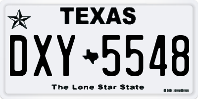 TX license plate DXY5548