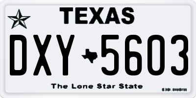 TX license plate DXY5603