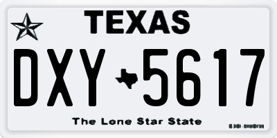 TX license plate DXY5617