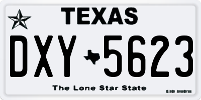 TX license plate DXY5623
