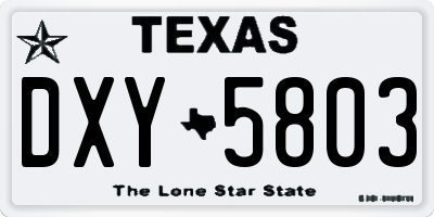 TX license plate DXY5803
