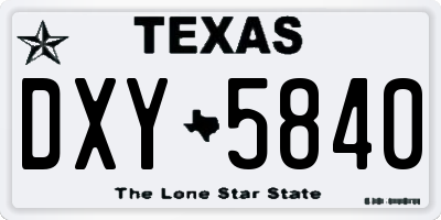 TX license plate DXY5840