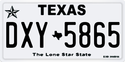 TX license plate DXY5865