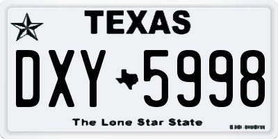 TX license plate DXY5998