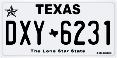 TX license plate DXY6231