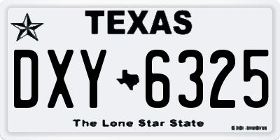 TX license plate DXY6325