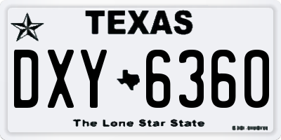 TX license plate DXY6360