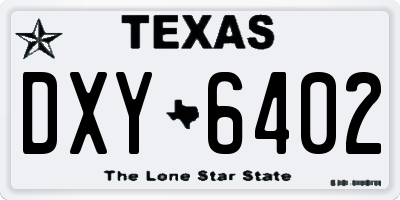 TX license plate DXY6402