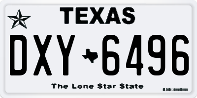 TX license plate DXY6496