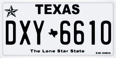 TX license plate DXY6610