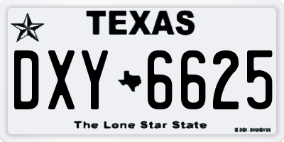 TX license plate DXY6625