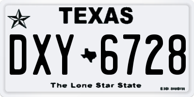 TX license plate DXY6728