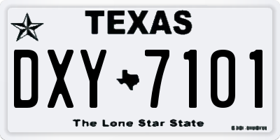 TX license plate DXY7101