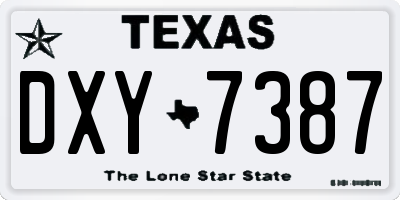 TX license plate DXY7387