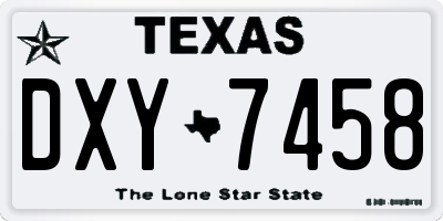 TX license plate DXY7458