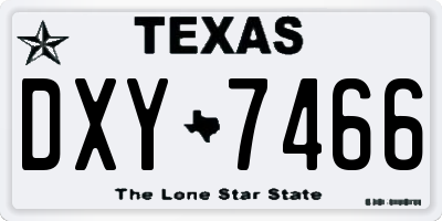 TX license plate DXY7466