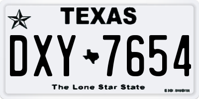 TX license plate DXY7654