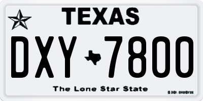 TX license plate DXY7800
