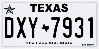 TX license plate DXY7931