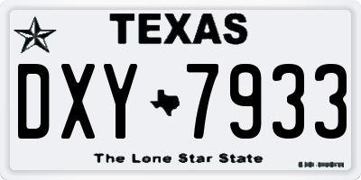 TX license plate DXY7933