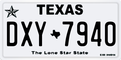 TX license plate DXY7940