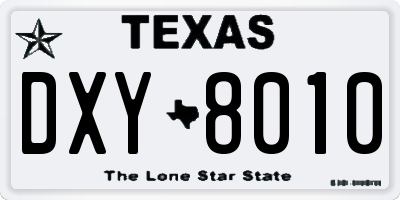 TX license plate DXY8010