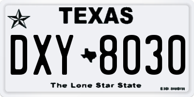 TX license plate DXY8030