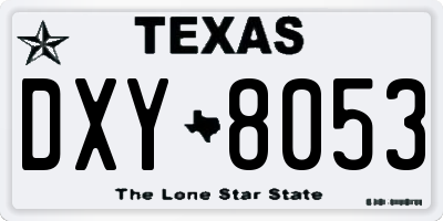 TX license plate DXY8053