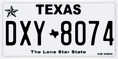 TX license plate DXY8074