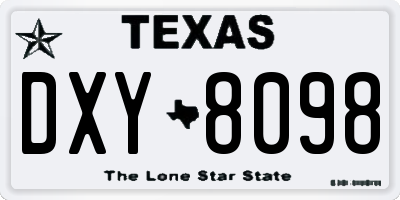 TX license plate DXY8098