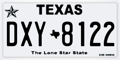 TX license plate DXY8122