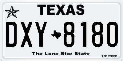 TX license plate DXY8180