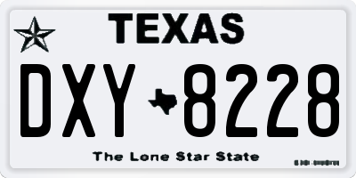 TX license plate DXY8228