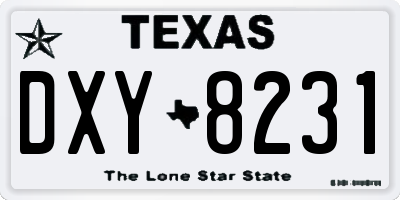TX license plate DXY8231