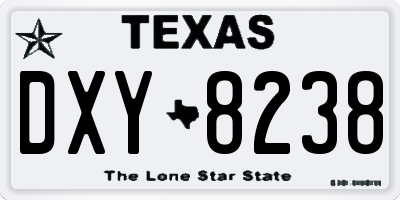 TX license plate DXY8238