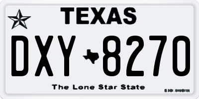 TX license plate DXY8270