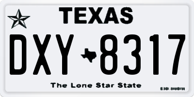 TX license plate DXY8317