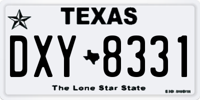 TX license plate DXY8331